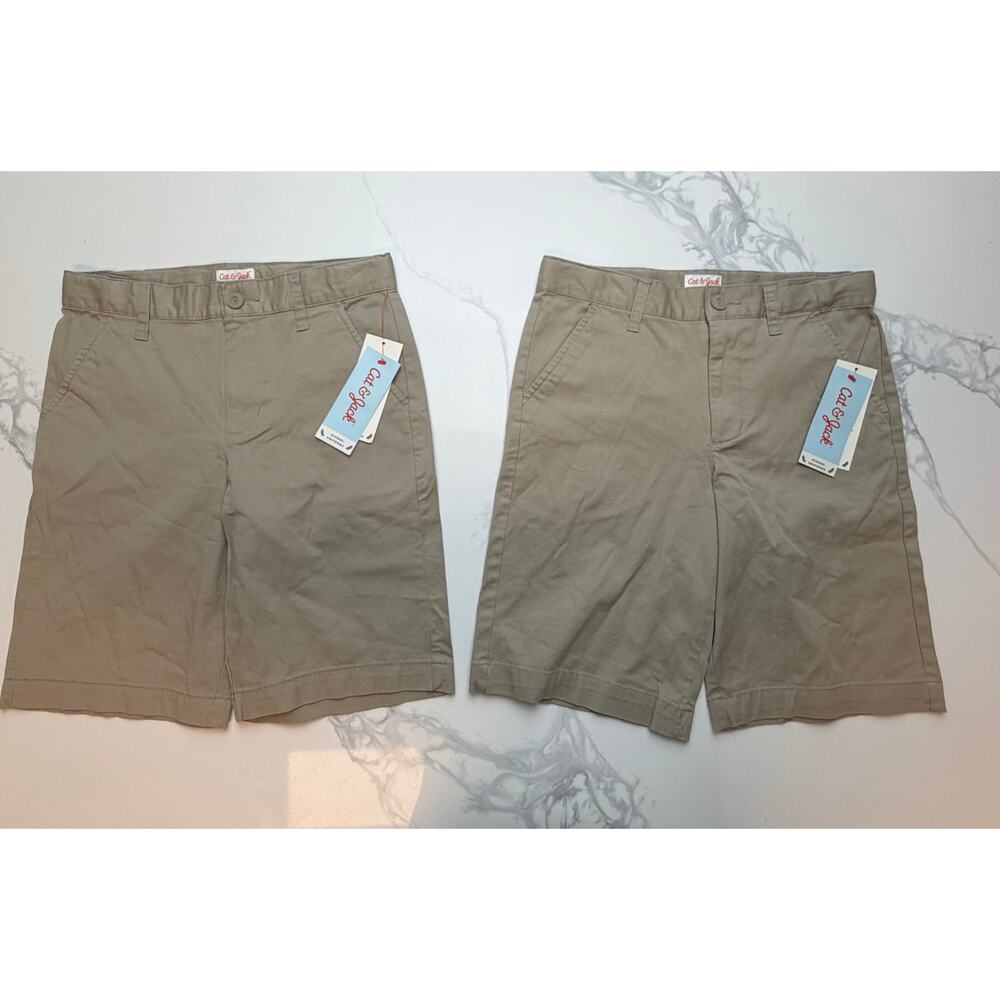Cat & Jack Boys Khaki Uniform Shorts Size 10 Lot 2 NWT School